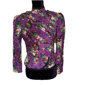 Saks Fifth Avenue Richard Warren Silk Mockneck baroque pleated unique blouse
